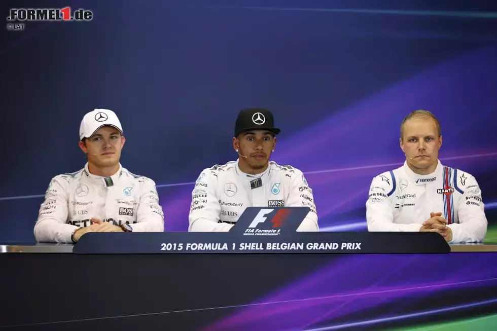 Foto zur News: Lewis Hamilton (Mercedes), Nico Rosberg (Mercedes) und Valtteri Bottas (Williams)