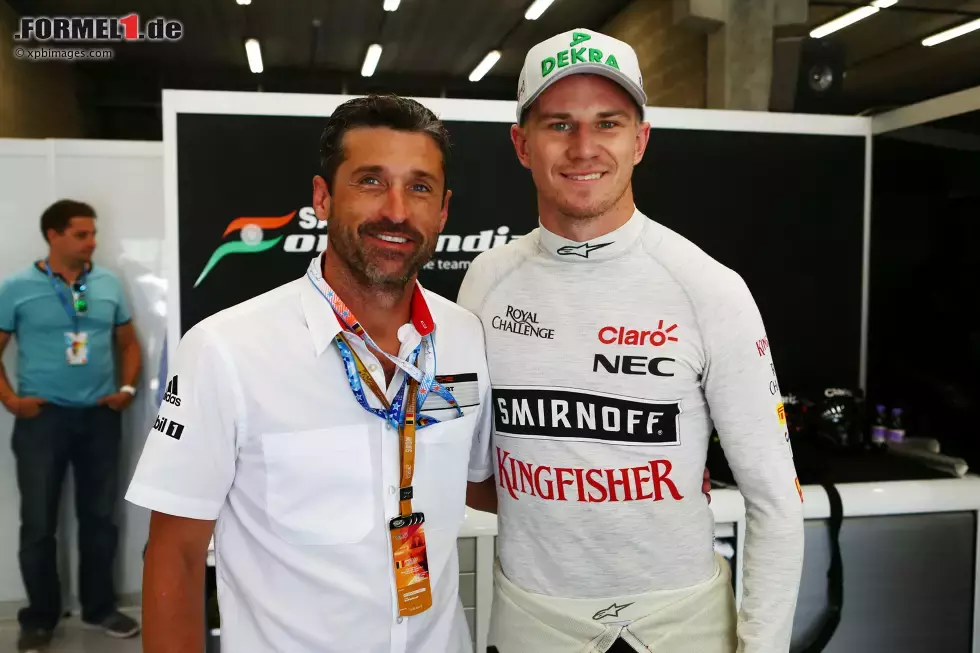 Foto zur News: Patrick Dempsey und Nico Hülkenberg (Force India)