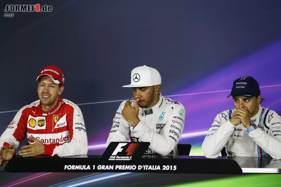 Foto zur News: Lewis Hamilton (Mercedes), Sebastian Vettel (Ferrari) und Felipe Massa (Williams)