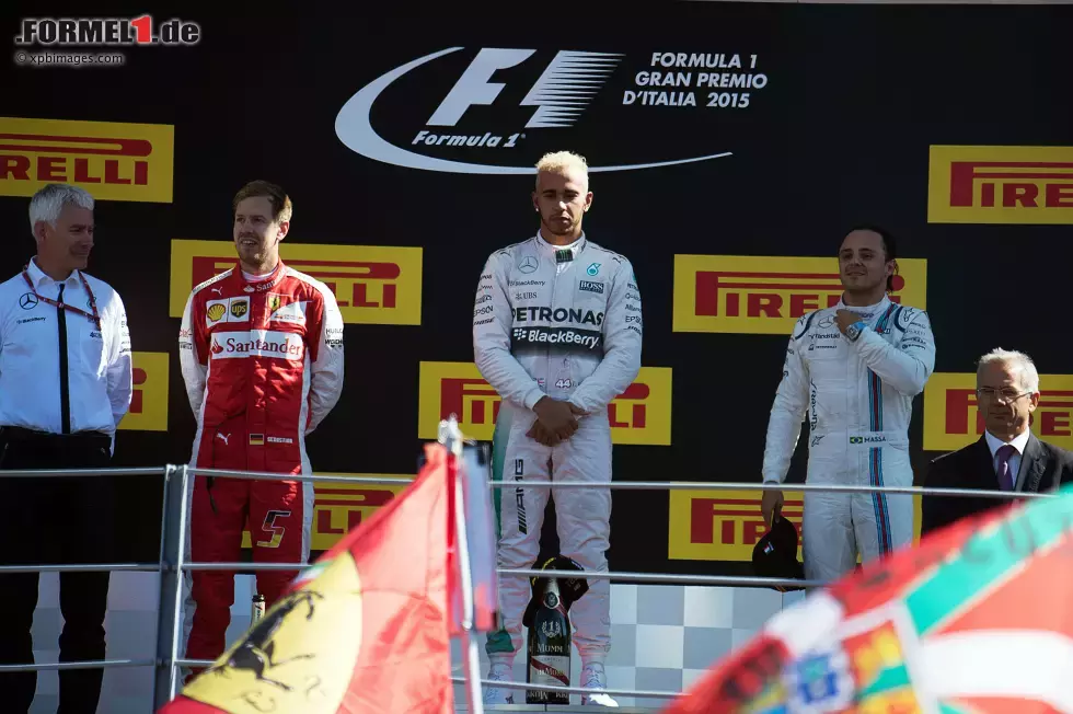 Foto zur News: Sebastian Vettel (Ferrari), Lewis Hamilton (Mercedes) und Felipe Massa (Williams)