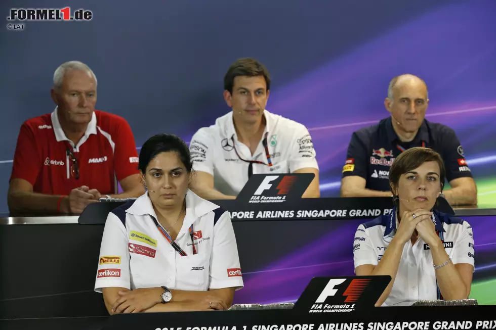 Foto zur News: John Booth, Monisha Kaltenborn, Toto Wolff, Claire Williams und Franz Tost