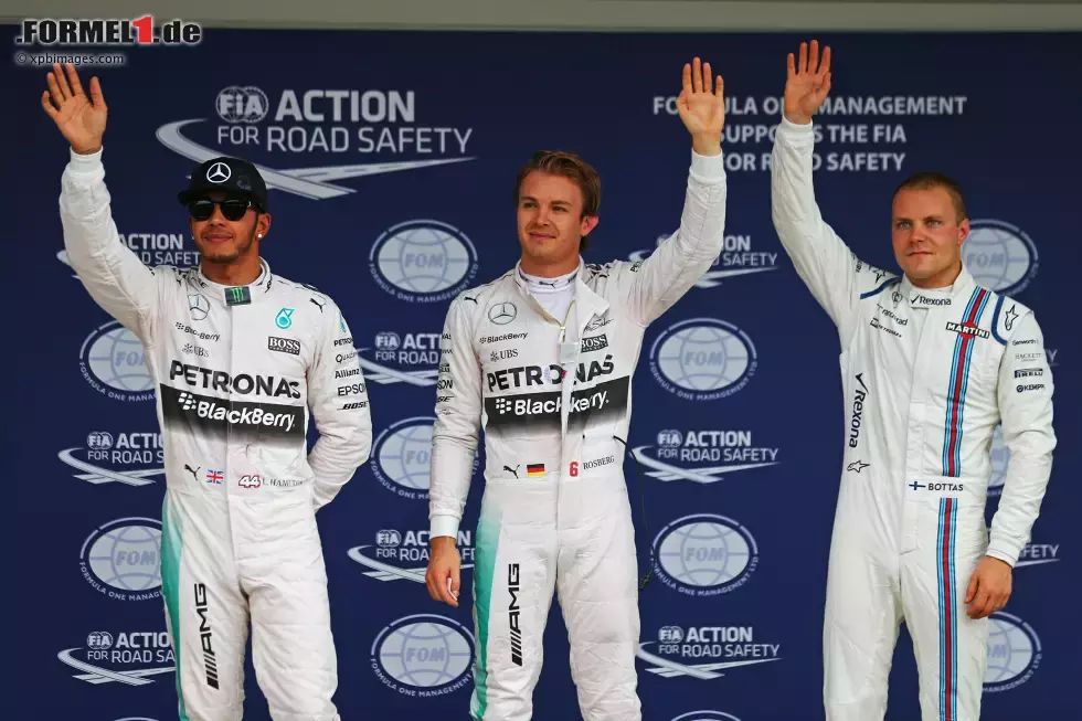 Foto zur News: Lewis Hamilton (Mercedes), Nico Rosberg (Mercedes) und Valtteri Bottas (Williams)