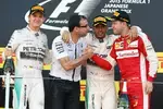 Foto zur News: Lewis Hamilton (Mercedes), Nico Rosberg (Mercedes) und Sebastian Vettel (Ferrari)