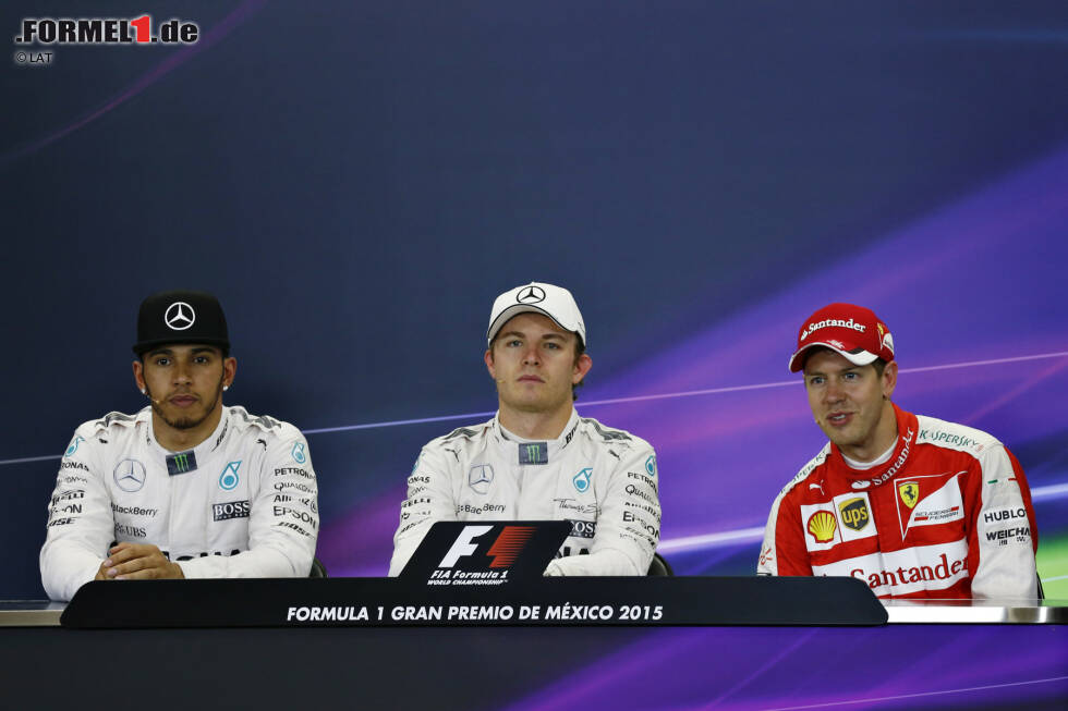 Foto zur News: Nico Rosberg (Mercedes), Lewis Hamilton (Mercedes) und Sebastian Vettel (Ferrari)