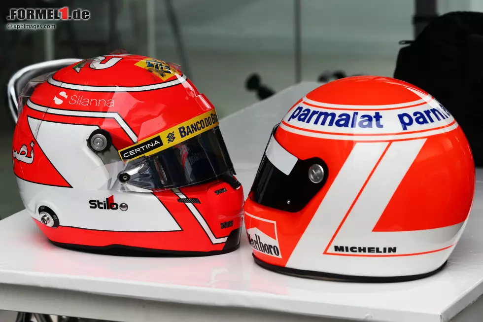 Foto zur News: Helme von Felipe Nasr (Sauber) und Niki Lauda (Mercedes)