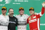 Foto zur News: Lewis Hamilton (Mercedes), Nico Rosberg (Mercedes) und Sebastian Vettel (Ferrari)