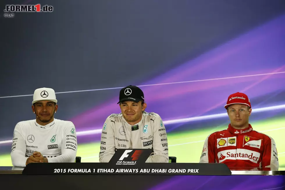 Foto zur News: Nico Rosberg (Mercedes), Lewis Hamilton (Mercedes) und Kimi Räikkönen (Ferrari)