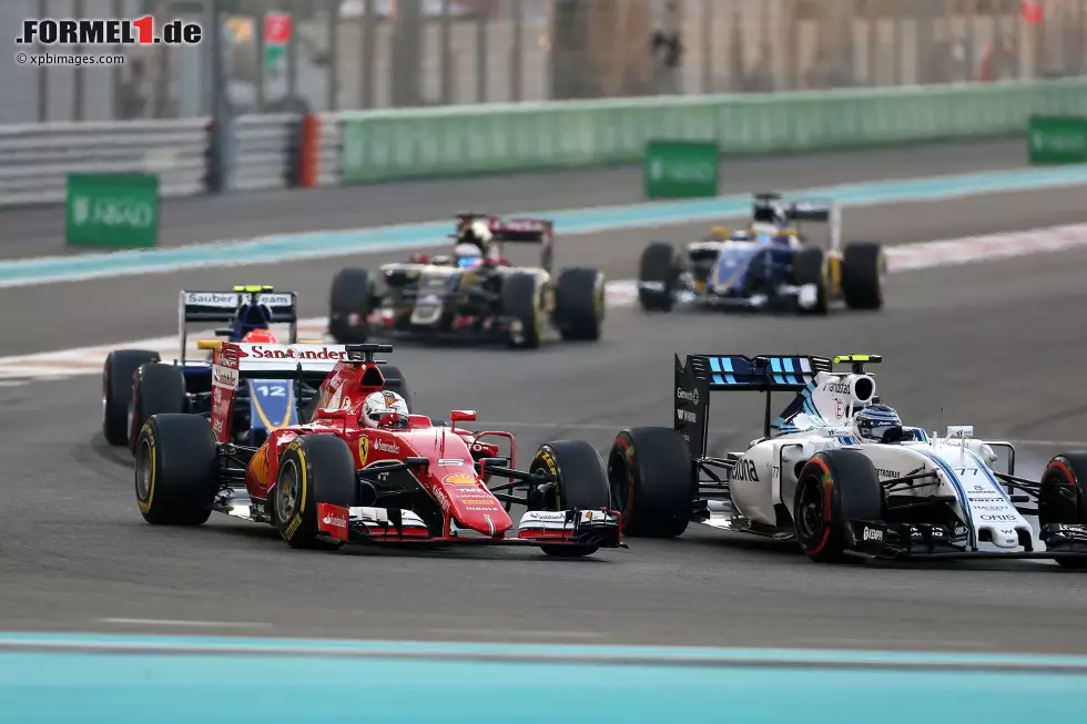 Foto zur News: Sebastian Vettel (Ferrari) und Valtteri Bottas (Williams)