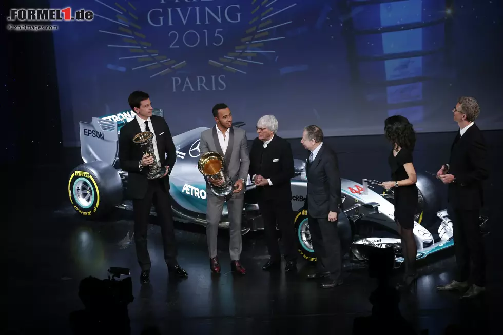 Foto zur News: Lewis Hamilton (Mercedes), Toto Wolff, Jean Todt und Bernie Ecclestone