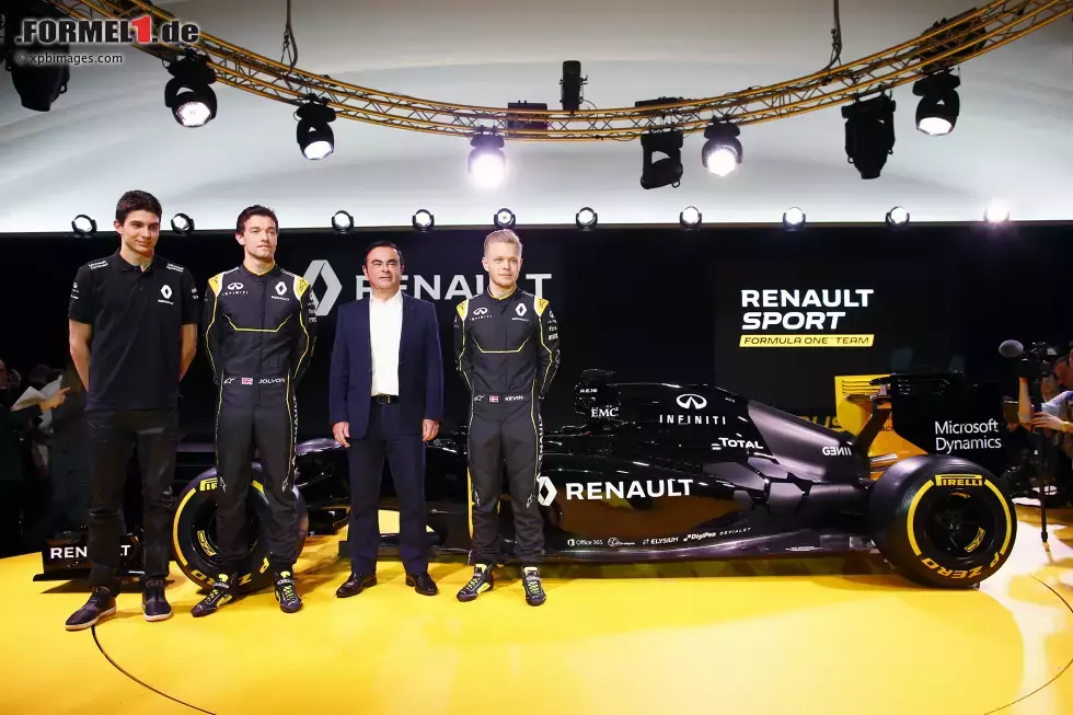 Foto zur News: Esteban Ocon (Renault), Jolyon Palmer (Renault) und Kevin Magnussen (Renault)