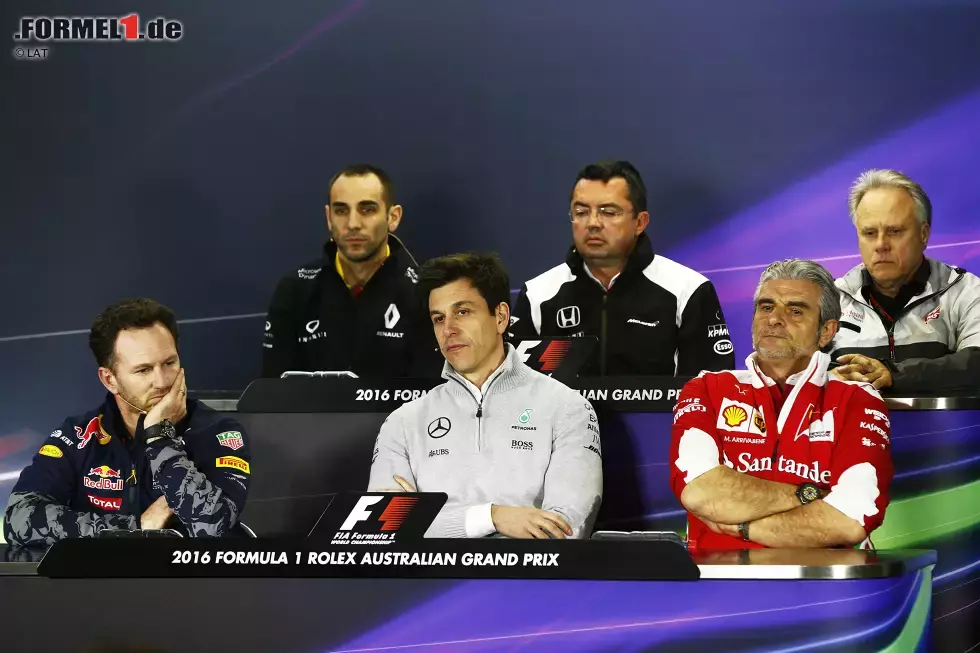 Foto zur News: Christian Horner, Toto Wolff, Maurizio Arrivabene, Cyril Abiteboul und Eric Boullier