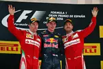 Foto zur News: Max Verstappen (Red Bull), Sebastian Vettel (Ferrari) und Kimi Räikkönen (Ferrari)