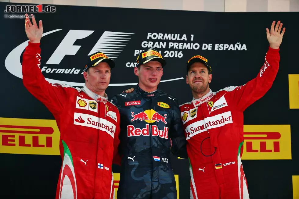 Foto zur News: Max Verstappen (Red Bull), Sebastian Vettel (Ferrari) und Kimi Räikkönen (Ferrari)