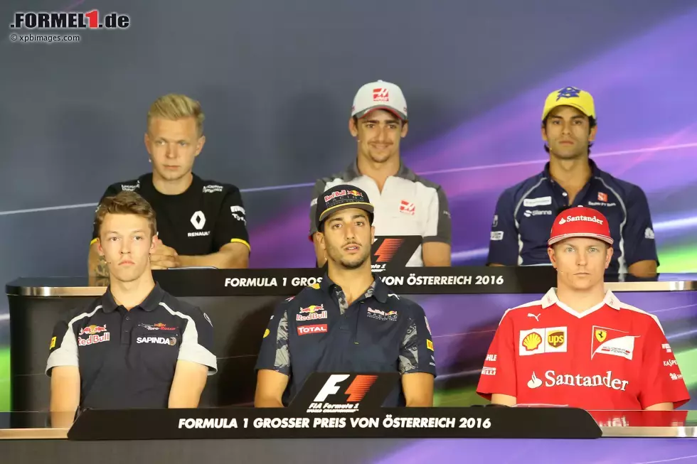 Foto zur News: Daniil Kwjat (Toro Rosso), Daniel Ricciardo (Red Bull), Kimi Räikkönen (Ferrari), Kevin Magnussen (Renault), Esteban Gutierrez (Haas) und Felipe Nasr (Sauber)