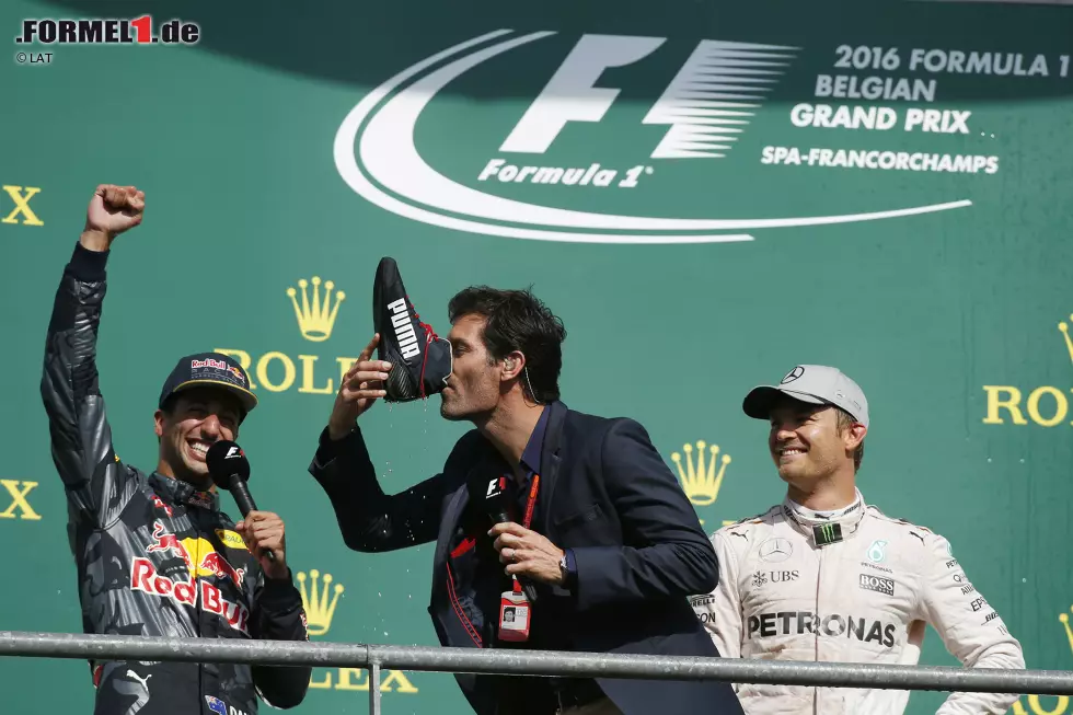 Foto zur News: Mark Webber, Daniel Ricciardo (Red Bull) und Nico Rosberg (Mercedes)