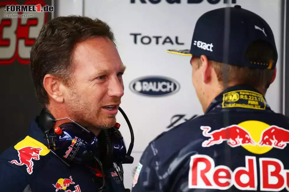 Foto zur News: Christian Horner und Max Verstappen (Red Bull)