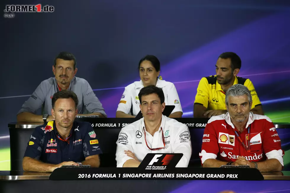 Foto zur News: Monisha Kaltenborn, Cyril Abiteboul, Christian Horner, Toto Wolff und Maurizio Arrivabene