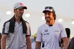 Foto zur News: Romain Grosjean (Haas) und Fernando Alonso (McLaren)