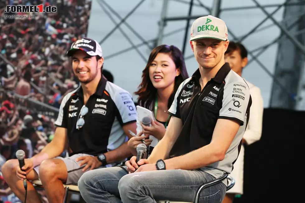 Foto zur News: Sergio Perez (Force India) und Nico Hülkenberg (Force India)