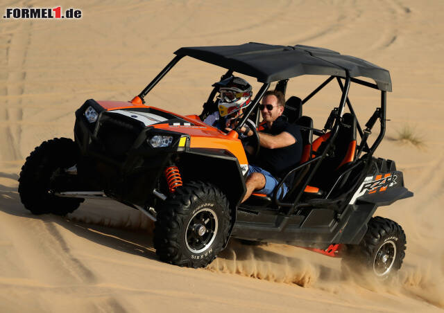 Foto zur News: ...durchaus rassig geht es Christian Horner im Buggy an. Der Red-Bull-Teamchef war früher selbst GP2-Pilot. Nach dem Vergnügen kommt...