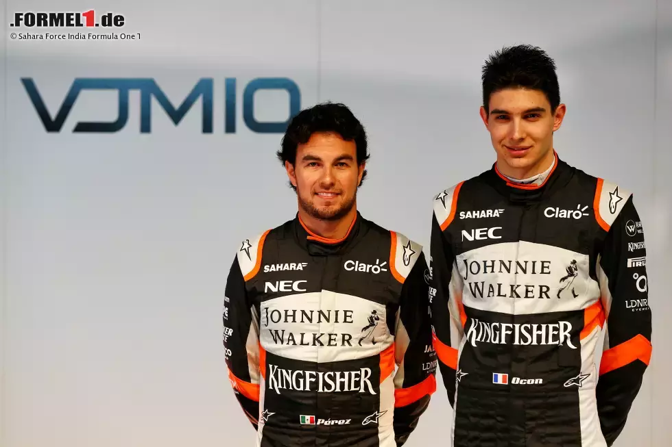 Foto zur News: Sergio Perez (Force India) und Esteban Ocon (Force India)