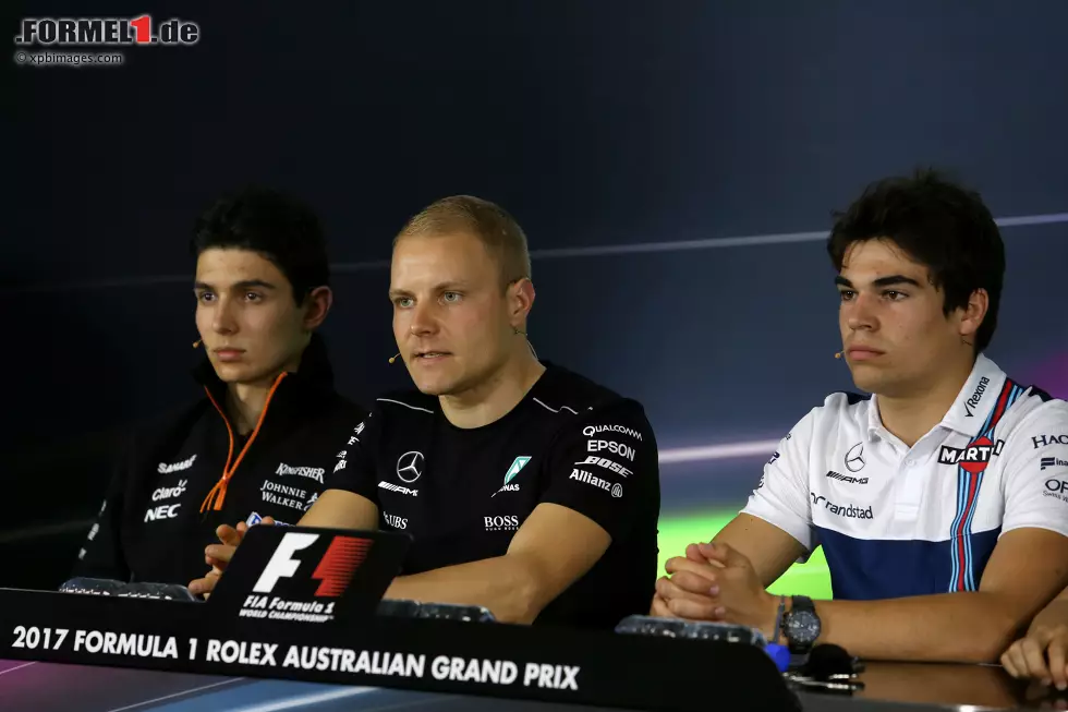 Foto zur News: Esteban Ocon (Force India), Valtteri Bottas (Mercedes) und Lance Stroll (Williams)