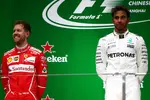 Foto zur News: Sebastian Vettel (Ferrari) und Lewis Hamilton (Mercedes)