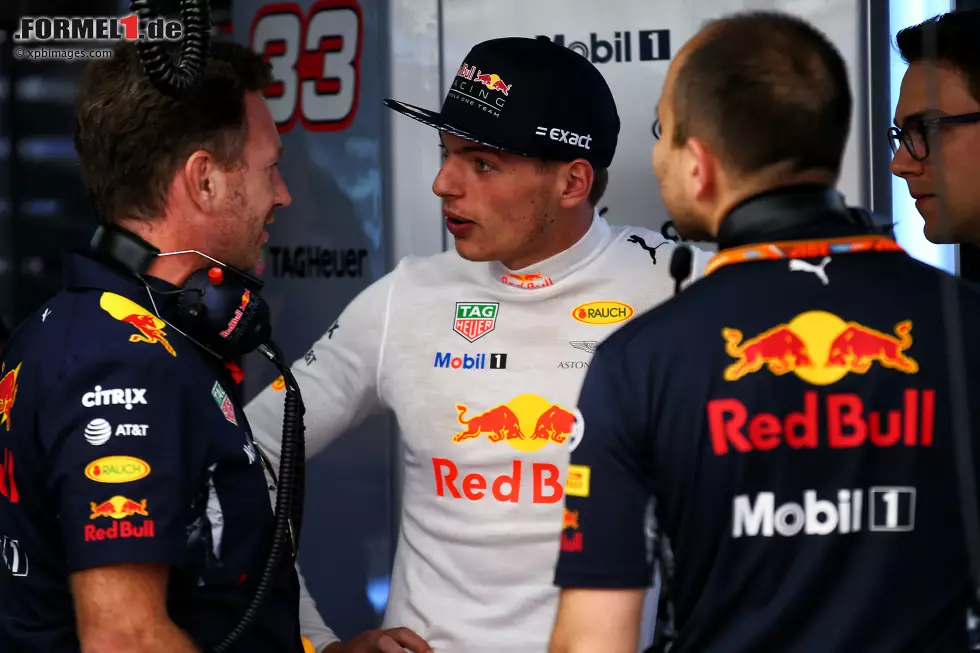 Foto zur News: Christian Horner und Max Verstappen (Red Bull)