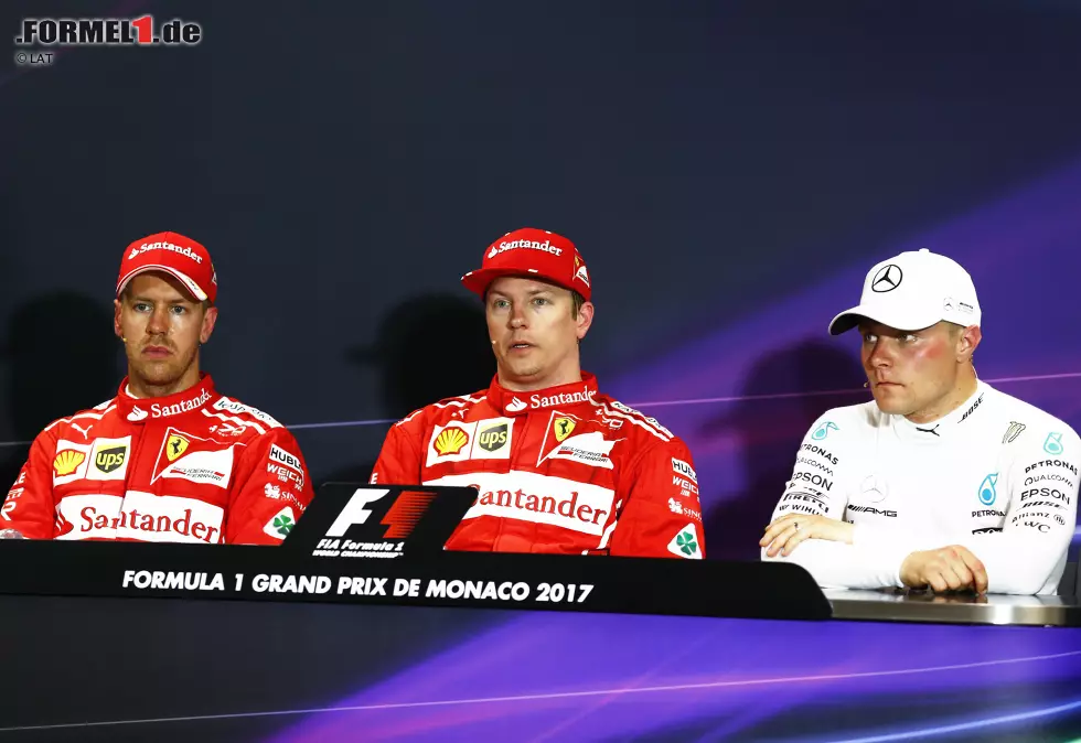 Foto zur News: Kimi Räikkönen (Ferrari), Sebastian Vettel (Ferrari) und Valtteri Bottas (Mercedes)