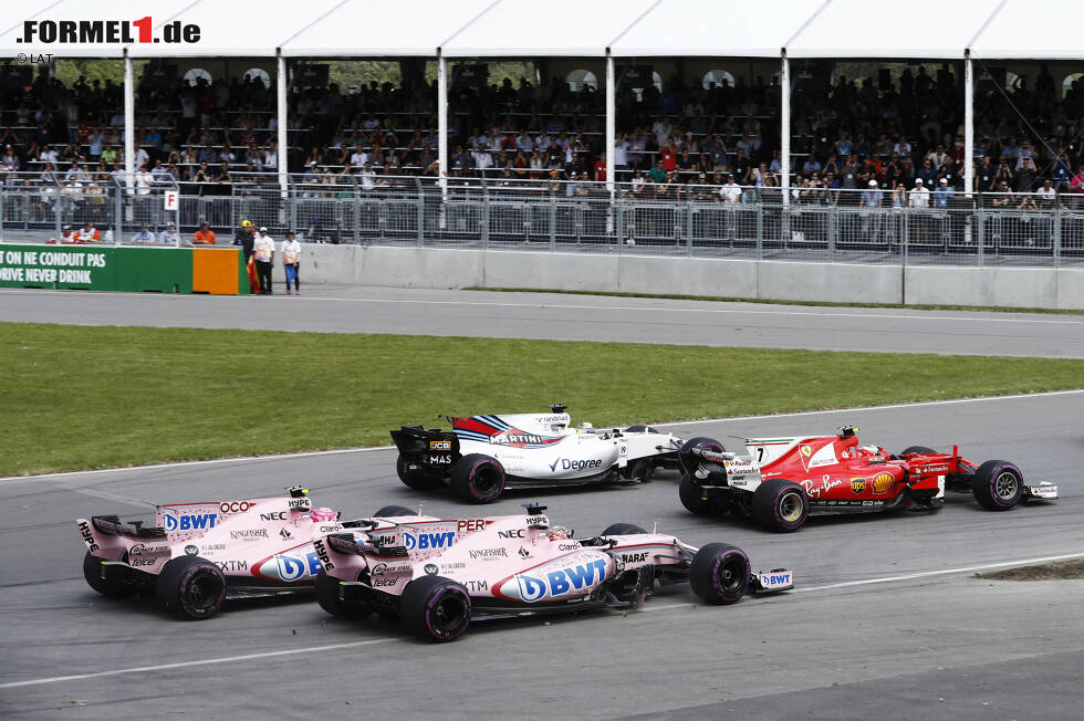 Foto zur News: Kimi Räikkönen (Ferrari), Felipe Massa (Williams), Sergio Perez (Force India) und Esteban Ocon (Force India)