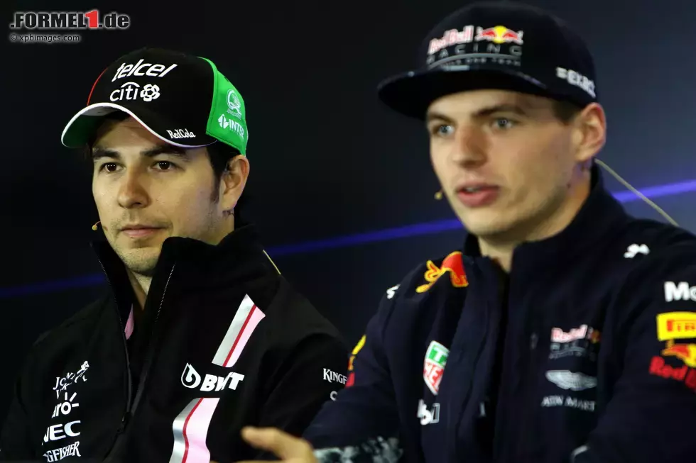 Foto zur News: Sergio Perez (Force India) und Max Verstappen (Red Bull)