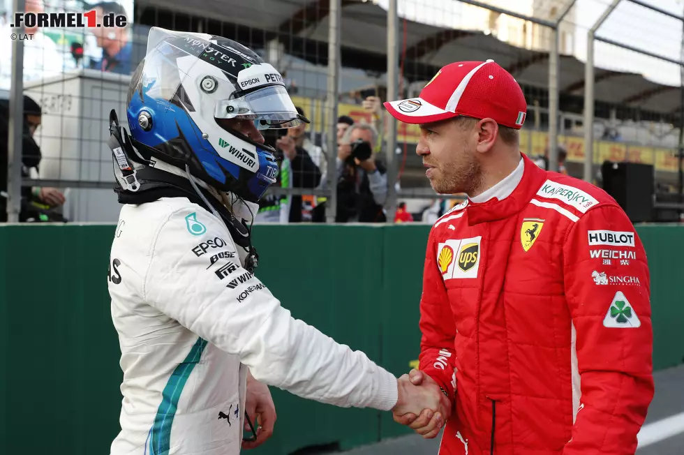 Foto zur News: Valtteri Bottas (Mercedes) und Sebastian Vettel (Ferrari)