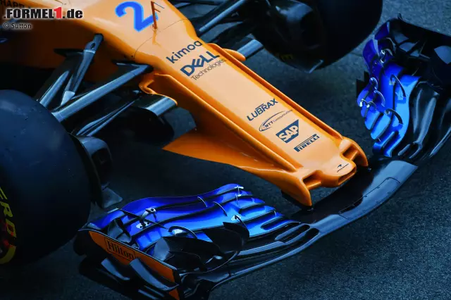 Foto zur News: Die neue und ausgefallene Nase am McLaren MCL33