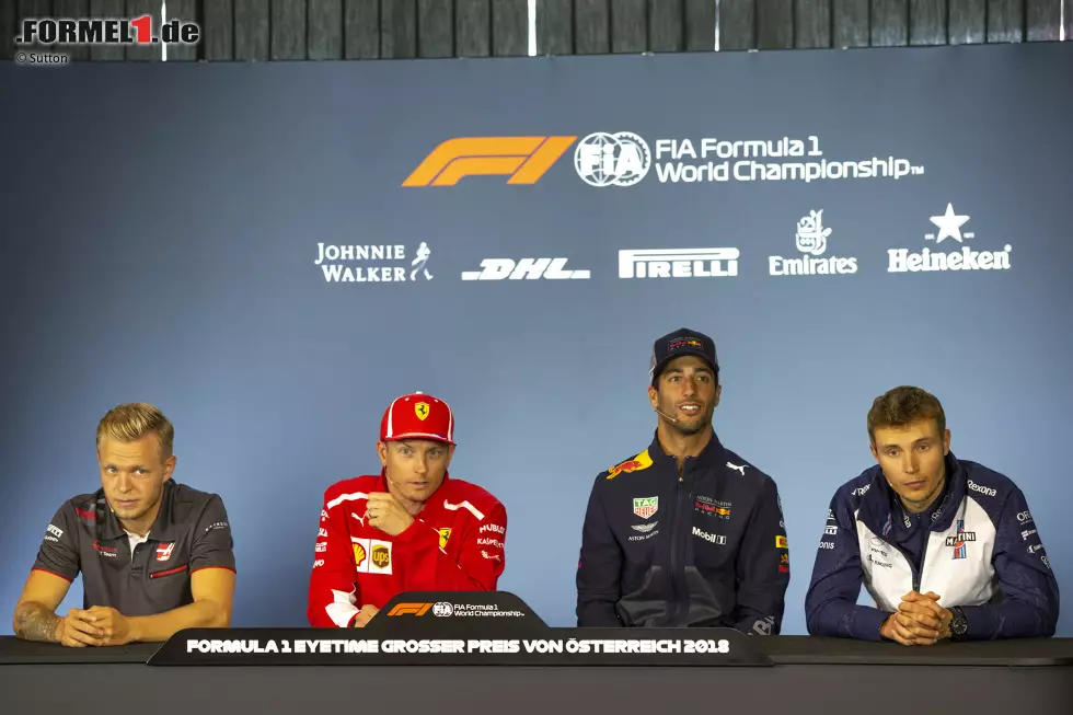 Foto zur News: Kevin Magnussen (Haas), Kimi Räikkönen (Ferrari), Daniel Ricciardo (Red Bull) und Sergei Sirotkin (Williams)