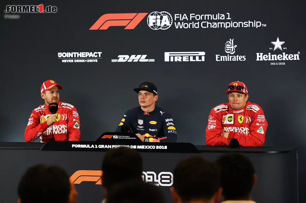 Foto zur News: Sebastian Vettel (Ferrari), Max Verstappen (Red Bull) und Kimi Räikkönen (Ferrari)