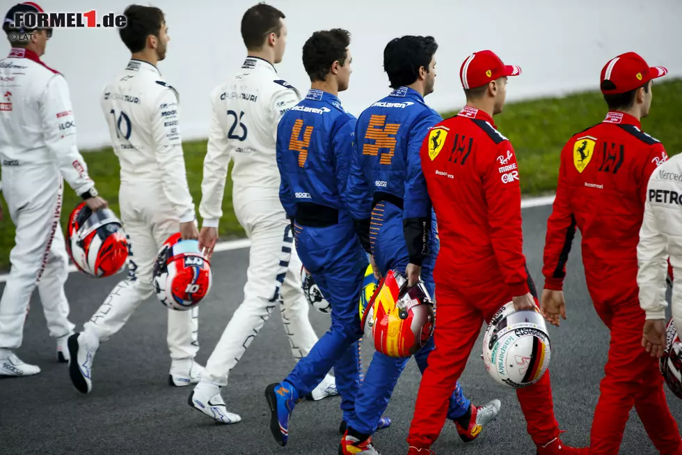 Foto zur News: Daniil Kwjat (AlphaTauri), Lando Norris (McLaren), Carlos Sainz (McLaren), Sebastian Vettel (Ferrari) und Charles Leclerc (Ferrari)