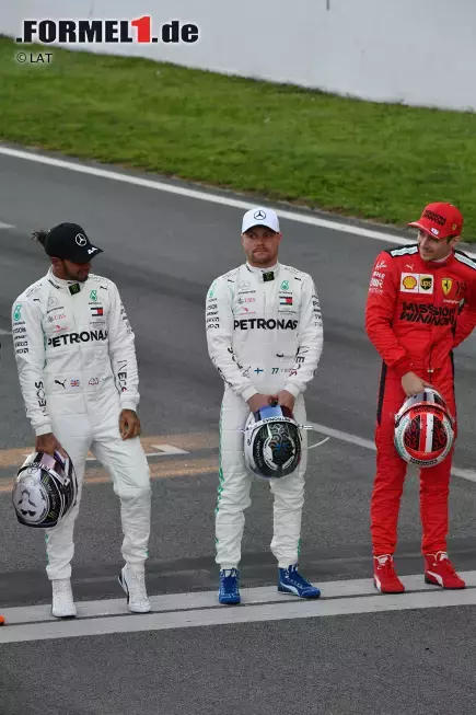 Foto zur News: Lewis Hamilton (Mercedes), Valtteri Bottas (Mercedes) und Charles Leclerc (Ferrari)