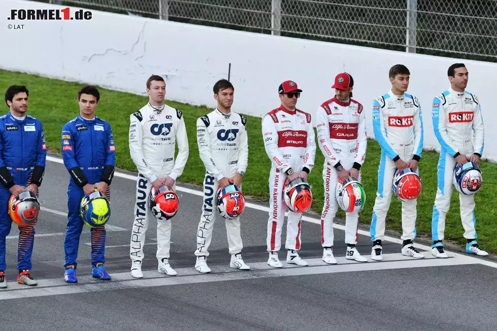 Foto zur News: Carlos Sainz (McLaren), Lando Norris (McLaren), Daniil Kwjat (AlphaTauri), Kimi Räikkönen (Alfa Romeo), Antonio Giovinazzi (Alfa Romeo), George Russell (Williams) und Nicholas Latifi (Williams)