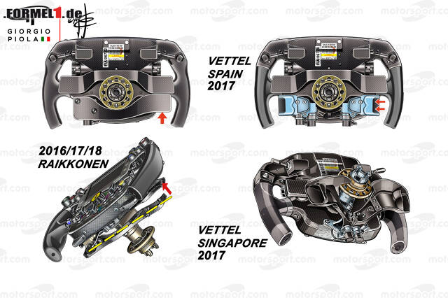 Foto zur News: Individuelle Lenkräder sind bei Ferrari nicht neu. Während der Saison 2017 hat Sebastian Vettel zum Beispiel gleich mehrere Versionen eingesetzt.