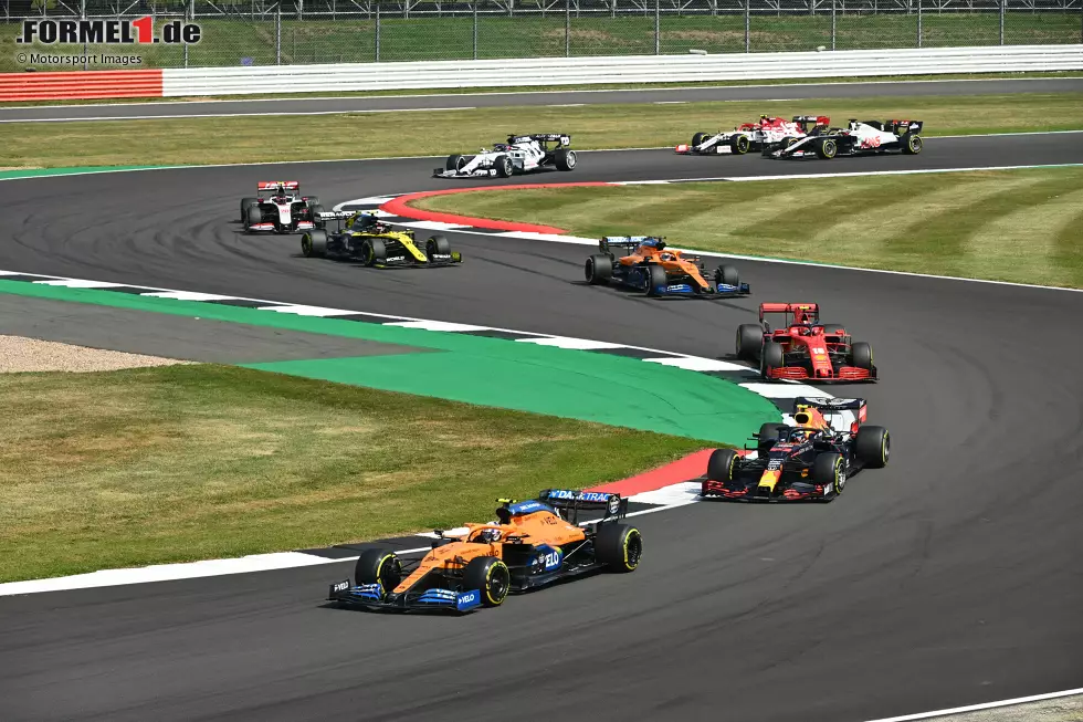 Foto zur News: Lando Norris (McLaren), Alexander Albon (Red Bull), Charles Leclerc (Ferrari), Carlos Sainz (McLaren), Esteban Ocon (Renault), Kevin Magnussen (Haas) und Daniil Kwjat (AlphaTauri)