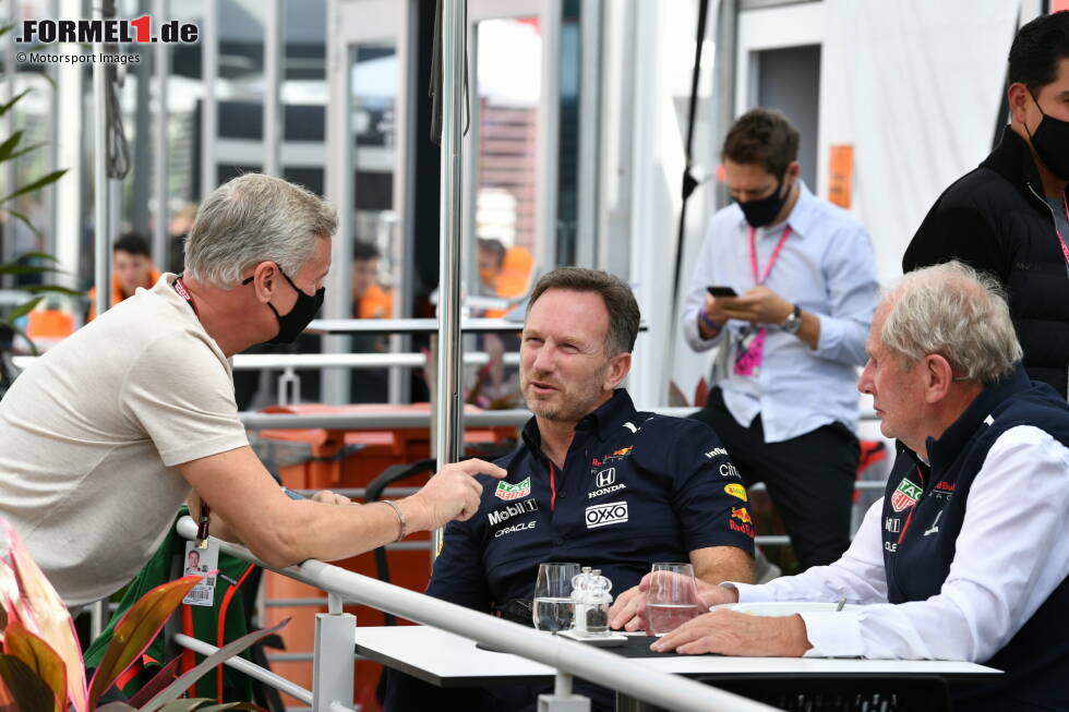 Foto zur News: David Coulthard, Christian Horner und Helmut Marko