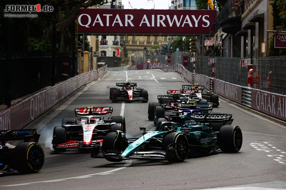 Foto zur News: Lance Stroll (Aston Martin), Nico Hülkenberg (Haas) und Logan Sargeant (Williams)