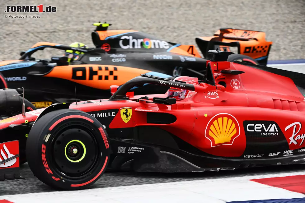 Foto zur News: Charles Leclerc (Ferrari) und Lando Norris (McLaren)