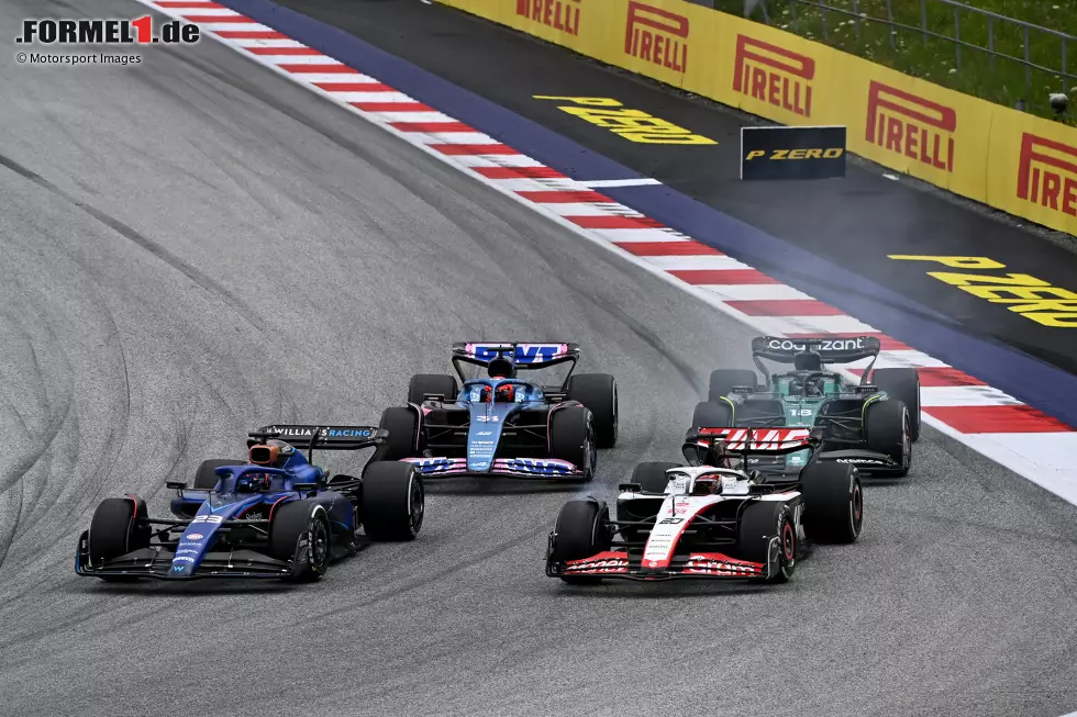 Foto zur News: Alexander Albon (Williams), Kevin Magnussen (Haas), Lance Stroll (Aston Martin) und Esteban Ocon (Alpine)