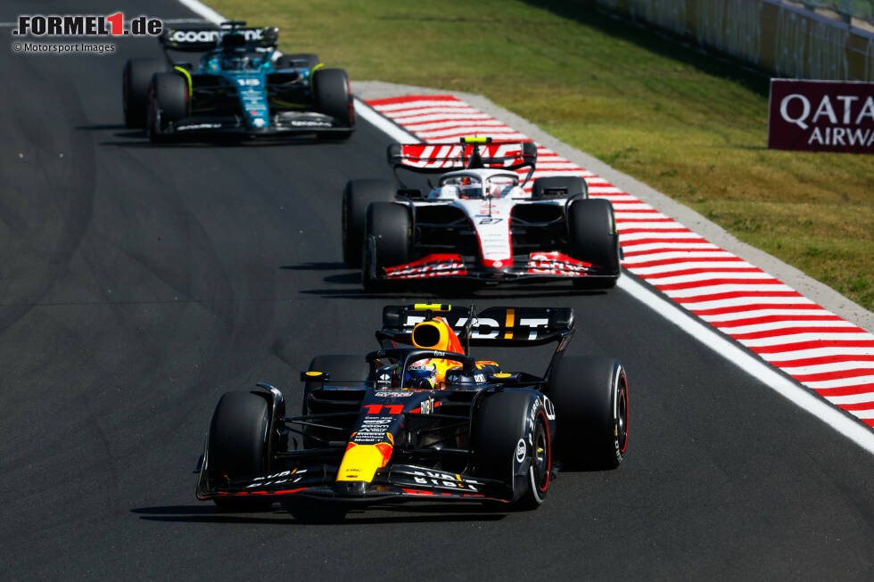 Foto zur News: Sergio Perez (Red Bull), Nico Hülkenberg (Haas) und Lance Stroll (Aston Martin)