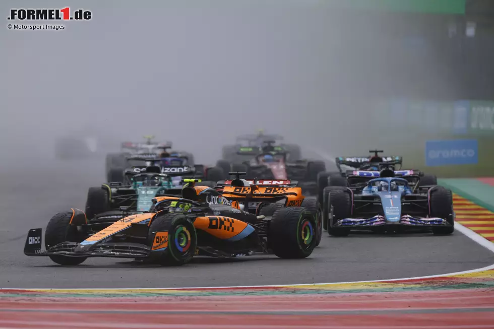 Foto zur News: Lando Norris (McLaren), Daniel Ricciardo (AlphaTauri), Esteban Ocon (Alpine), Lance Stroll (Aston Martin), George Russell (Mercedes) und Valtteri Bottas (Alfa Romeo)