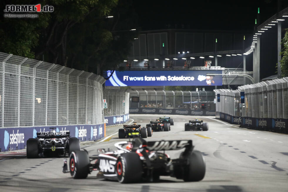 Foto zur News: Oscar Piastri (McLaren), Liam Lawson (AlphaTauri) und Nico Hülkenberg (Haas)