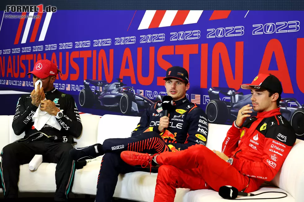 Foto zur News: Lewis Hamilton (Mercedes), Max Verstappen (Red Bull) und Charles Leclerc (Ferrari)