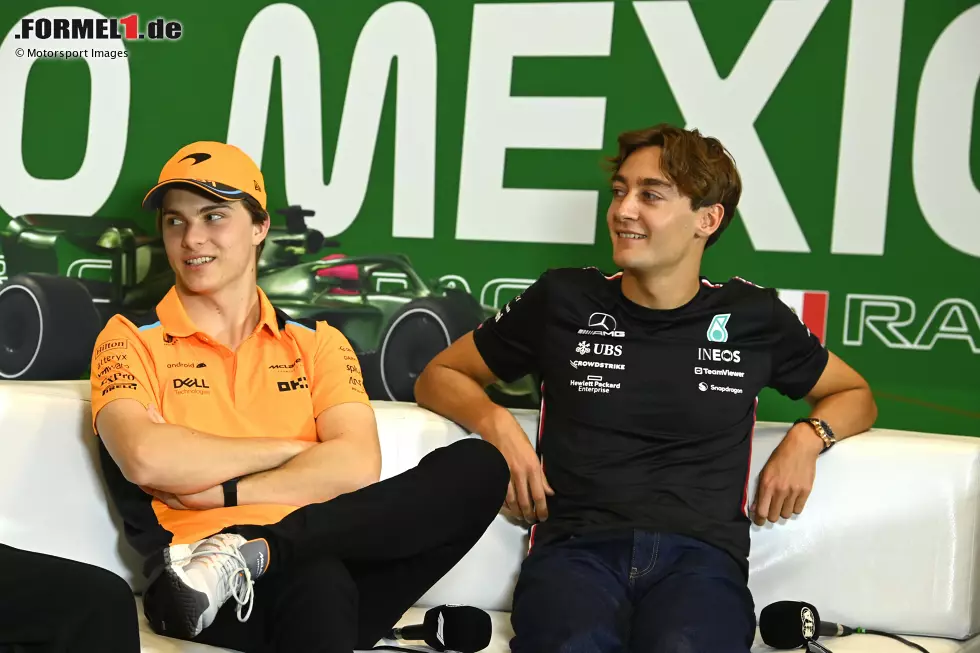 Foto zur News: Oscar Piastri (McLaren) und George Russell (Mercedes)