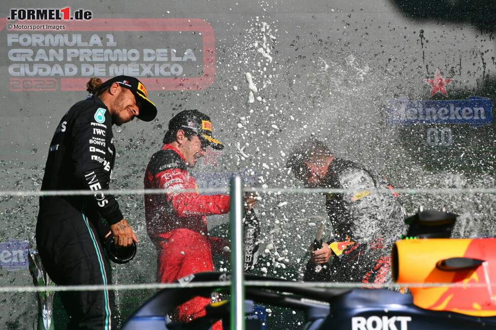 Foto zur News: Lewis Hamilton (Mercedes), Charles Leclerc (Ferrari) und Max Verstappen (Red Bull)